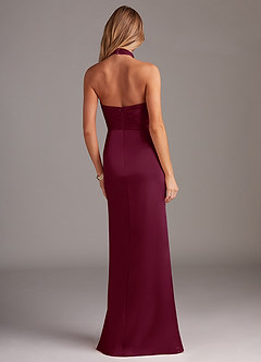 Azazie Jemma Bridesmaid Dresses Mulberry Sheath Pleated Stretch Satin Dress image6