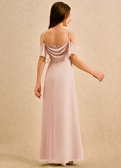 Azazie Pippy Girls Formal Robe Demoiselle D'honneur Fillette Robe Trapèze en Mousseline de soie Encolure en Forme de Cœur Rose Anglais image2