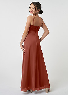 Azazie Sonya Junior A라인 레이스 쉬폰 플로어 길이 주니어 신부 들러리 드레스 image4