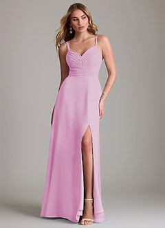 Azazie Terese Bridesmaid Dresses Candy Pink A-Line Pleated Chiffon Dress image1