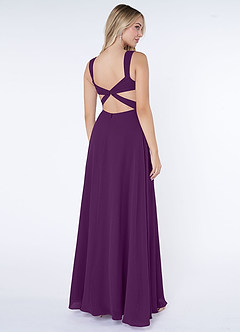 Azazie Nahrin Bridesmaid Dresses Grape A-Line V-Neck Pleated Chiffon Dress image4