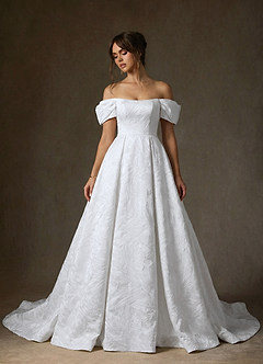 Azazie Efina Hochzeitskleider Ballkleid Blumen-Jacquard Kleid Diamantweiß image4