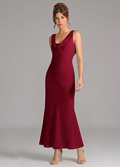 Azazie Rylina 신부 들러리 드레스 인어 주름진 쉬폰 발목 길이 드레스 image5