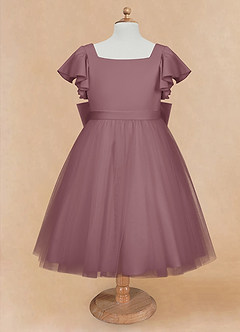 Azazie Kaeya Flower Girl Dresses Vintage Mauve A-Line Bow Tulle Dress image5