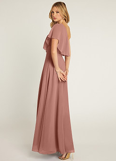 Azazie Lizzy Bridesmaid Dresses Cedar Rose A-Line One Shoulder Chiffon Dress image6