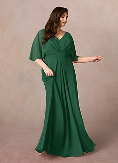 Azazie Oksana Mother of the Bride Dresses Dark Green A-Line V-Neck Pleated Chiffon Dress image7