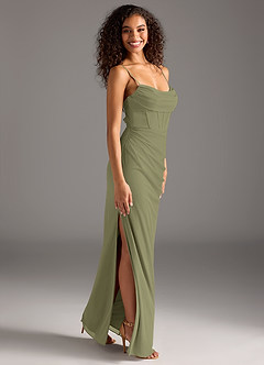 Azazie Mai Bridesmaid Dresses Pistachio Sheath Pleated Mesh Dress image8