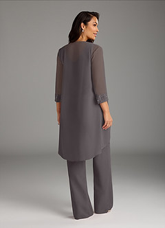Azazie Maura Mother of the Bride Dresses Steel Grey Jumpsuit/Pantsuit Sequins Chiffon Dress image7
