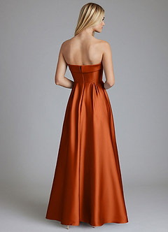 Azazie Lucienne Bridesmaid Dresses Burnt Orange A-Line Strapless Stretch Satin Convertible Dress image2
