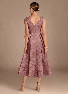 Azazie Fulton vestidos de madre de la novia Vestido de Rosa Polvorienta de Devorado Floral de Corte En A con Plisado image3