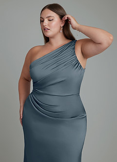 Azazie Akilah Bridesmaid Dresses Twilight Mermaid One Shoulder Stretch Satin Dress image13