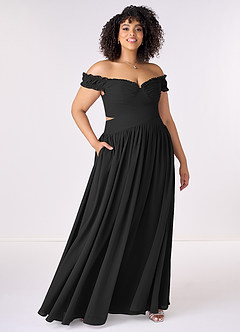 Barbie ♥ Azazie Bridesmaid Dresses Black A-Line Off the Shoulder Chiffon Convertible Dress image7