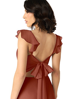 Azazie Everett Bridesmaid Dresses Auburn A-Line V-neck Ruched Chiffon Dress image5