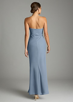 Azazie Saylor Brudtärnklänningar Klä av Sjöjungfru i Chiffong Axelbandslös Dammblå image11