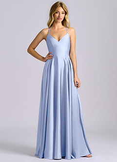 Azazie Truce Bridesmaid Dresses Ice A-Line Stretch Satin Dress image3