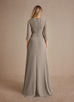Azazie Mayfield Mother of the Bride Dresses Taupe A-Line Pleated Chiffon Dress image3