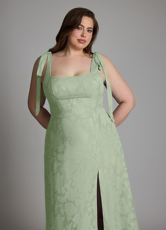 Azazie Debra Bridesmaid Dresses Dusty Sage A-Line with Pockets Floral Burnout Dress image7