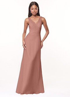 Azazie Nala Bridesmaid Dresses Cedar Rose A-Line Pleated Chiffon Dress image1