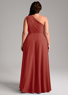 Azazie Phaedra Bridesmaid Dresses Terracotta A-Line One Shoulder Chiffon Dress image2