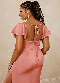 Christian Siriano Bridal for Azazie 1005 Bridesmaid Dresses Coral Sheath Sweetheart Neckline Stretch Satin Dress image10