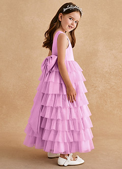 Azazie Twinkle Toes vestidos de niña de las flores Vestido de Rosa Caramelo de Tul de Corte En A con Lazo image5