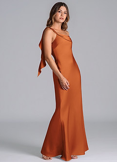 Azazie Driea Brudtärnklänningar Klä av Sjöjungfru i Stretch Satin Ena axeln Kanel image5