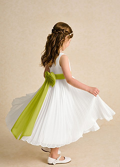 Azazie Margot Flower Girl Dresses Ivory Lemongrass A-Line Pleated Chiffon Dress image7