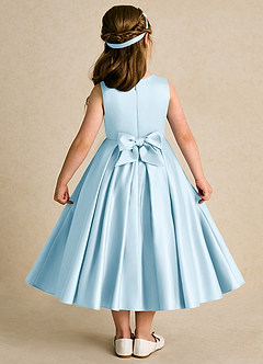 Azazie Lady Flower Girl Dresses Sky Blue A-Line Pleated Matte Satin Dress image2