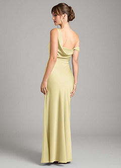 Azazie Madelyn Bridesmaid Dresses Lemon Sorbet Mermaid One Shoulder Stretch Satin Convertible Dress image2
