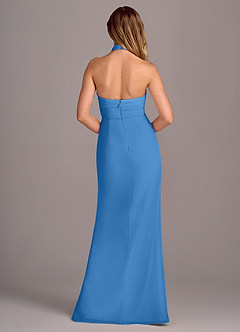 Azazie Jemma Bridesmaid Dresses Blue Jay Sheath Pleated Chiffon Dress image2
