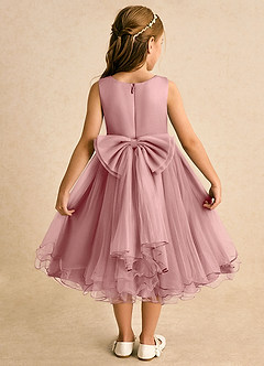 Azazie Lass Flower Girl Dresses Dusty Rose A-Line Bow Tulle Dress image1