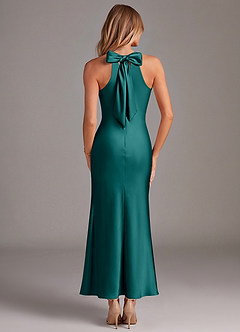 Azazie Doretta Bridesmaid Dresses Peacock Mermaid Pleated Stretch Satin Dress image6