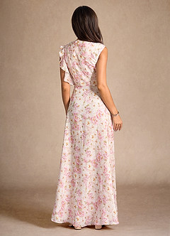 Azazie Narine Kleider für die Brautmutter A-Linie Plissee Chiffon mit Blumenmuster Kleid Antike Rose Blumen image5