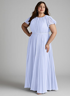 Azazie Kara Modest Bridesmaid Dresses A-Line Pleated Chiffon Floor-Length Dress image13