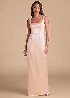 Azazie Flori Brautjungfernkleider Etui Seitliche Cut-Outs Metallischer Satin Kleid Roségold image2