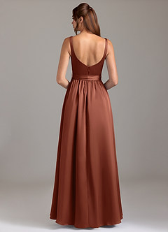 Azazie Elliott Bridesmaid Dresses Clay A-Line with Pockets Stretch Satin Dress image6