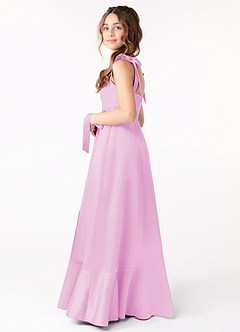 Azazie Barbara Junior Candy Pink A-Line Bow Matte Satin Dress image2