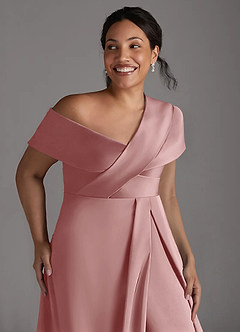 Azazie Milton Mother of the Bride Dresses Dusty Rose A-Line Pleated Stretch Satin Dress image13