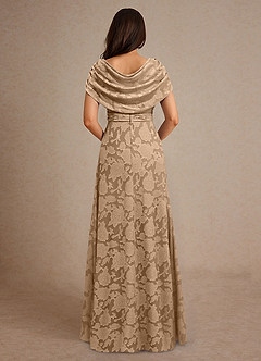 Azazie Branford Abiti per la Madre della Sposa Abito A-Line in Burnout Floreale Plissettato Champagne image3