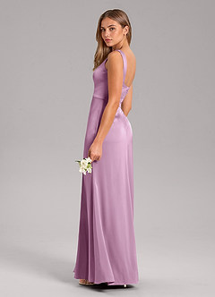 Azazie Frostine Bridesmaid Dresses Wisteria A-Line Bow Stretch Satin Dress image7