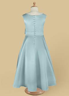 Azazie Lindy Final Sale Mist A-Line Pleated Matte Satin Dress image14