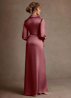 Azazie Jacinta Suknie dla Matki Panny Młodej Osłona Pofałdowany Satyna elastyczna Długość podłogi Sukienka image3