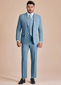 front James Light Blue Structured Stretch 3-piece suit