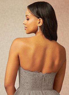Azazie Roni Bridesmaid Dresses Taupe A-Line Sweetheart Neckline Tulle Convertible Dress image4