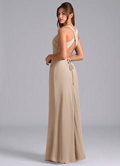 Azazie Evadne Brautjungfernkleider A-Linie Plissee Chiffon Kleid Taupe image2
