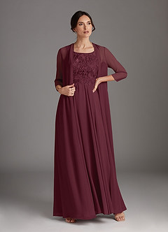 Azazie Kana Mother of the Bride Dresses Cabernet A-Line Scoop lace Chiffon Dress image3