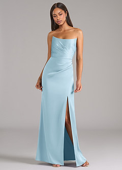 Azazie Marla Bridesmaid Dresses Sky Blue Sheath Strapless Stretch Satin Convertible Dress image4