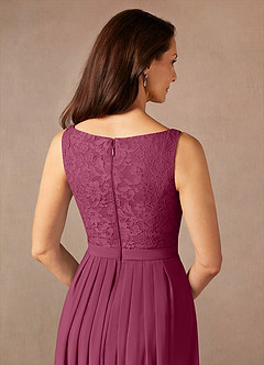Azazie Ainsling Mother of the Bride Dresses Mulberry A-Line Square Neckline Lace Chiffon Dress image11