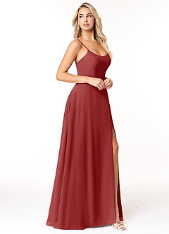 Azazie Moira Bridesmaid Dresses Rust A-Line Scoop Chiffon Dress image4