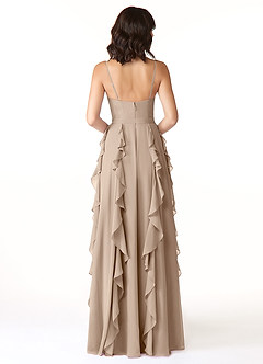 Azazie Peyton Bridesmaid Dresses Taupe A-Line Ruched Chiffon Dress image2